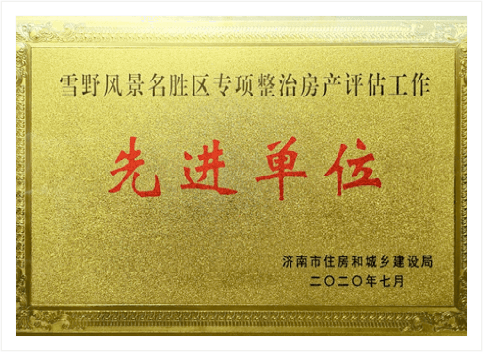 雪野风景名胜区专项整治房产评估工作先进单位